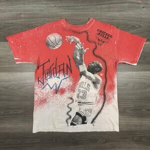 Vintage Chicago Bulls Shirt Mens Large Michael Jordan AOP Magic Johnson 90s USA